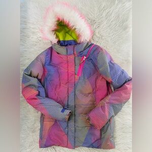 Spyder girls size 16 ski jacket/coat.  Has removable fur lining on hood.